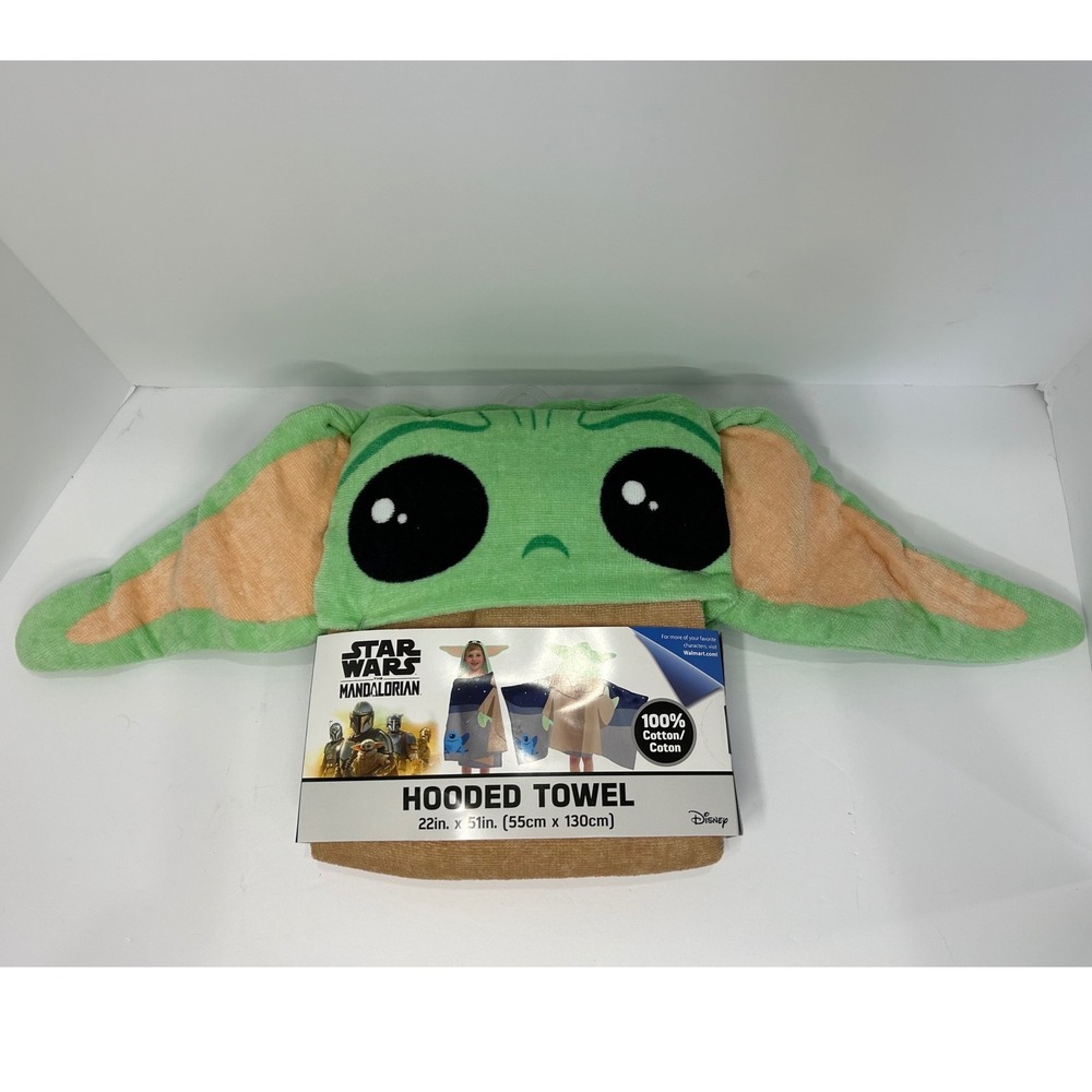Disney Star Wars Mandalorian Grogu‎ Baby Yoda Hooded Towel 22x51 100% Cotton NEW
